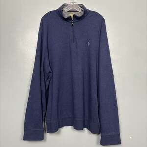 POLO Men’s Long Sleeve Navy Quarter Zip 1/4 Pullover Shirt Top 2XL XXL Plus
